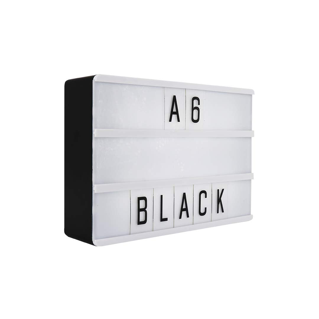 Black Mini A6 Magnetic Cinematic Light Box with 82 Characters and 10 Emojis, USB Power or Battery Operated