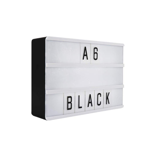 Black Mini A6 Magnetic Cinematic Light Box with 82 Characters and 10 Emojis, USB Power or Battery Operated