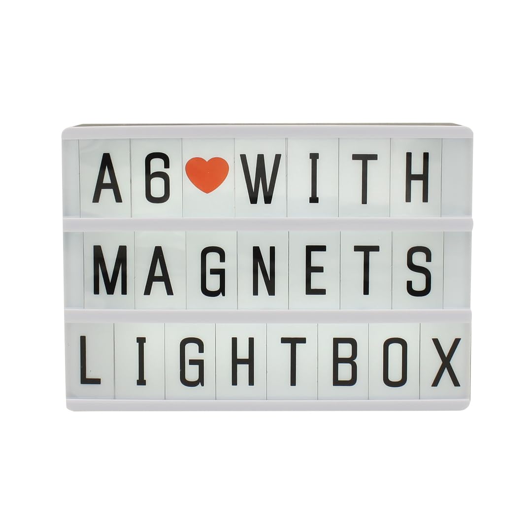 Black Mini A6 Magnetic Cinematic Light Box with 82 Characters and 10 Emojis, USB Power or Battery Operated