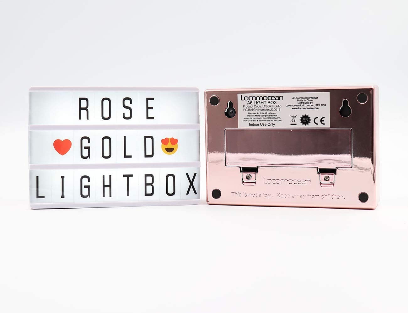 Black Mini A6 Magnetic Cinematic Light Box with 82 Characters and 10 Emojis, USB Power or Battery Operated