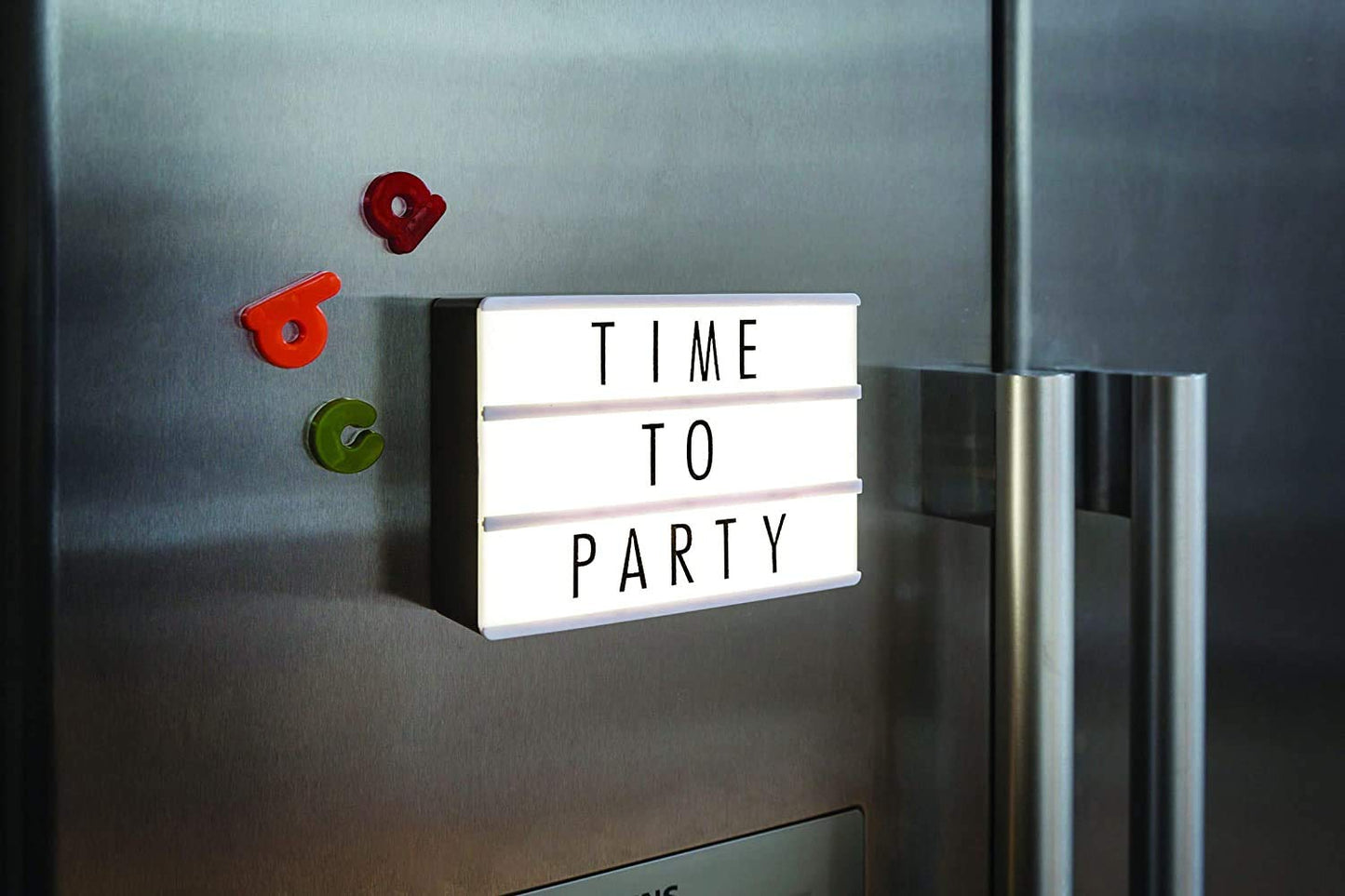 Black Mini A6 Magnetic Cinematic Light Box with 82 Characters and 10 Emojis, USB Power or Battery Operated