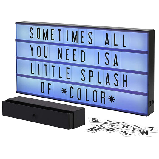My Cinema Lightbox - XXL Letter Board 24" x 12" - 3 Modes Light Box Light Up Letter Sign - White LED Lightbox for Movie Theatre Decor - Letter Board Sign with 160 Letters, Numbers and Symbols